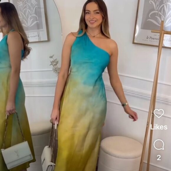 ZARA ASYMMETRICAL SATIN EFFECT TIE DYE DRESS - Picture 11 of 16